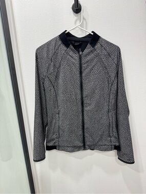 lululemon athletica Black Dot-Print Bomber Jacket size 8